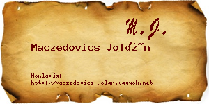 Maczedovics Jolán névjegykártya