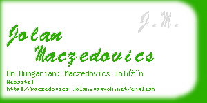 jolan maczedovics business card